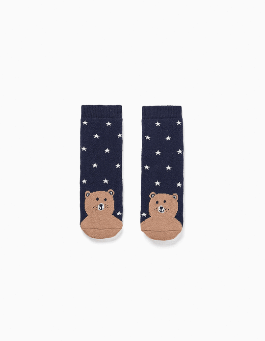 Pair of Antislip Socks for Baby Boys  'Glow-in-the-dark', Dark Blue