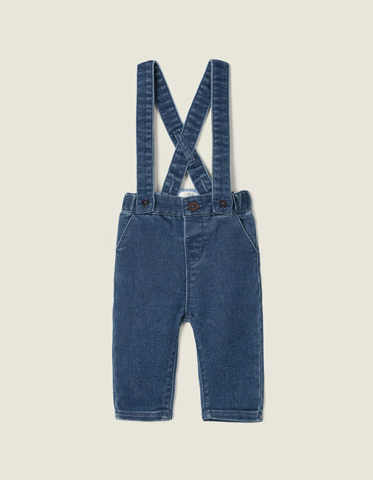 Denim Dungarees with Removable Straps for Newborn Baby Boys, Blue