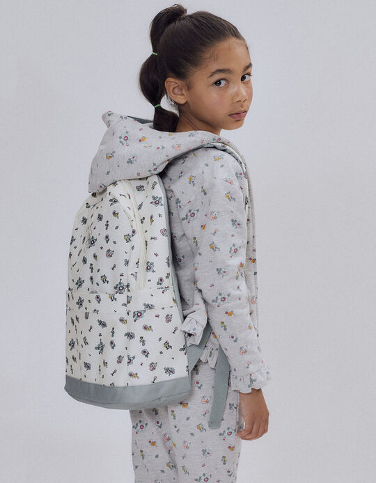 School Backpack for Girls 'Flowers', Beige