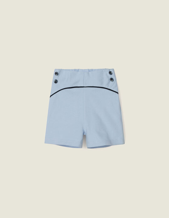 Piqué Knit Shorts for Newborn Baby Boys, Light Blue