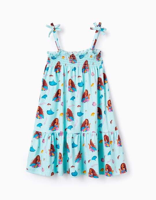 Printed Cotton Dress for Girls 'Ariel', Aqua Green