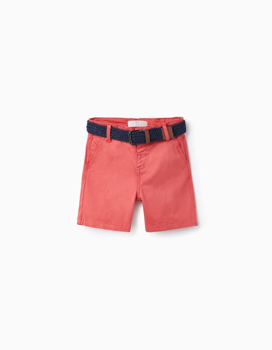 Shorts with Belt for Baby Boys, Dark Pink