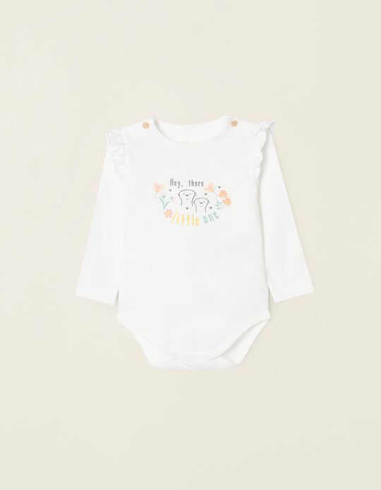 Bodysuit for Newborn Baby Girls 'Little One', White