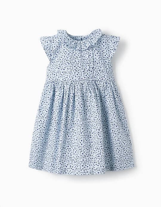 Floral Dress with Ruffles for Baby Girls, Light Blue