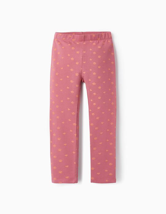 Cotton Leggings for Girls 'Hearts & Paws', Pink