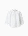 Camisa de Algodão para Bebé Menino, Branco/Azul