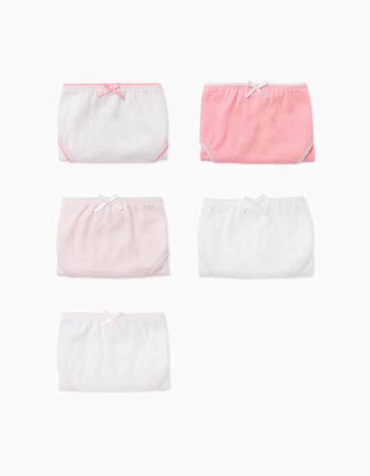 5 Culottes Fille, Rose/Blanc