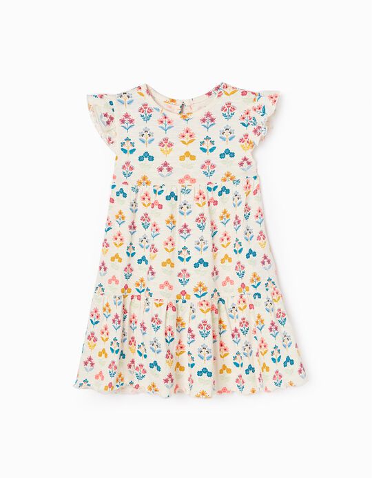 Vestido de Algodão Padrão Floral para Bebé Menina, Multicolor 