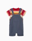 Jumpsuit + T-shirt for Baby Boys, Blue/Striped