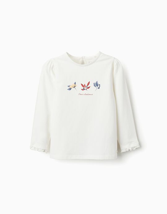 Comprar Online T-shirt de Manga Comprida para Menina 'Flores', Branco