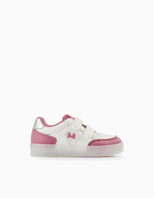 Trainers with Lights for Baby Girls 'Minnie', White/Pink
