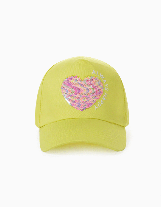 Cap for Girls and Baby Girls 'Always Happy', Yellow