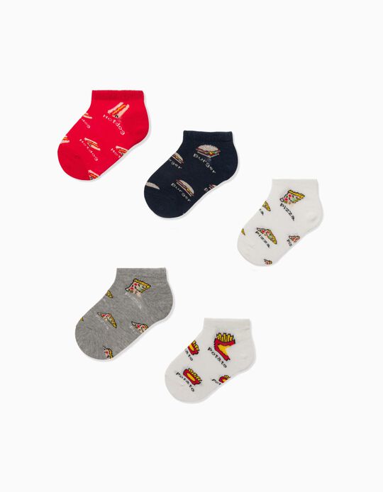 5 Pairs of Socks for Baby Boys 'Fast Food', Multicoloured