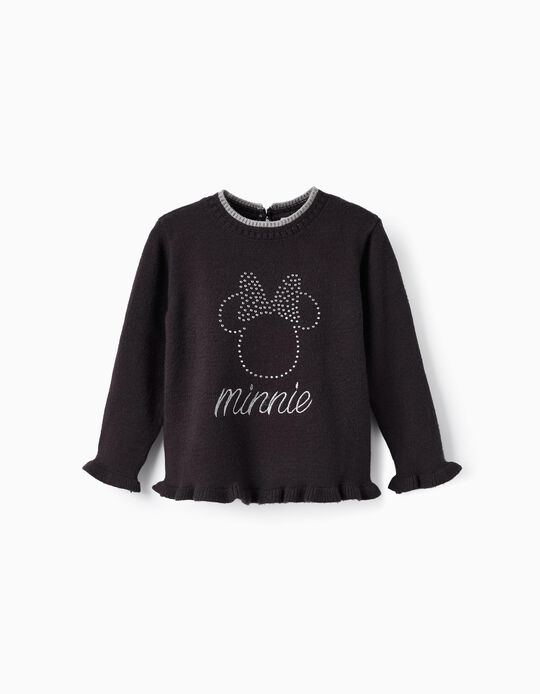 Knitted Jumper for Baby Girls 'Minnie', Dark Grey