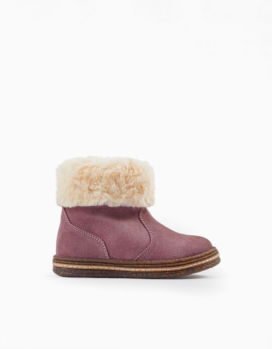 Chelsea Boots with Fur for Baby Girls, Purple