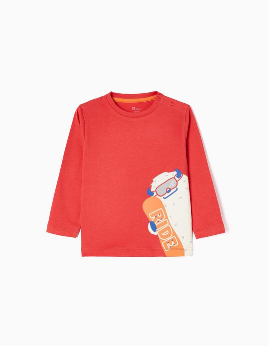 Camiseta de Manga Larga para Bebé Niño 'Ride', Roja
