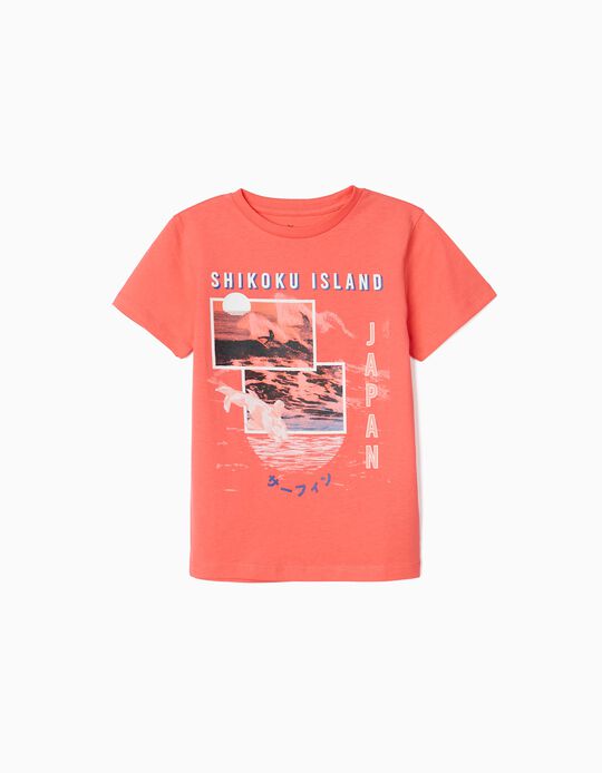 T-Shirt for Boys 'Japan', Coral