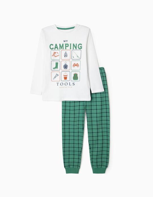 Pyjamas for Boys 'Camping', White/Green