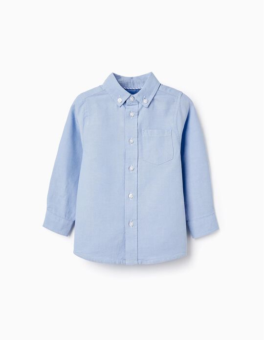 Classic Cotton Shirt for Baby Boys, Light Blue
