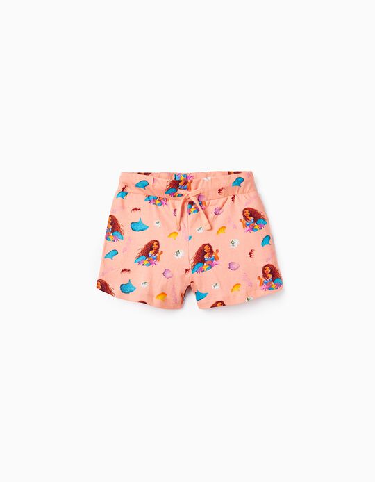 Printed Cotton Shorts for Girls 'Ariel', Coral