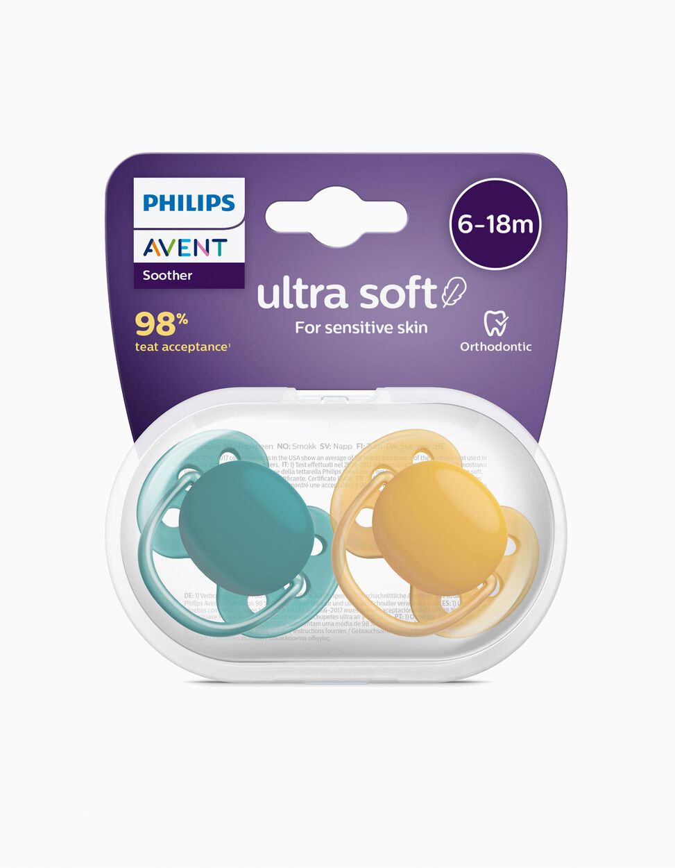 2 Sucettes Ultra Soft Silicone 6-18M Philips/Avent