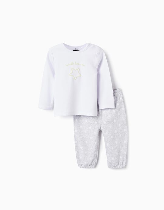 Comprar Online Pijama de Algodão para Bebé 'Estrela', Branco/Cinza