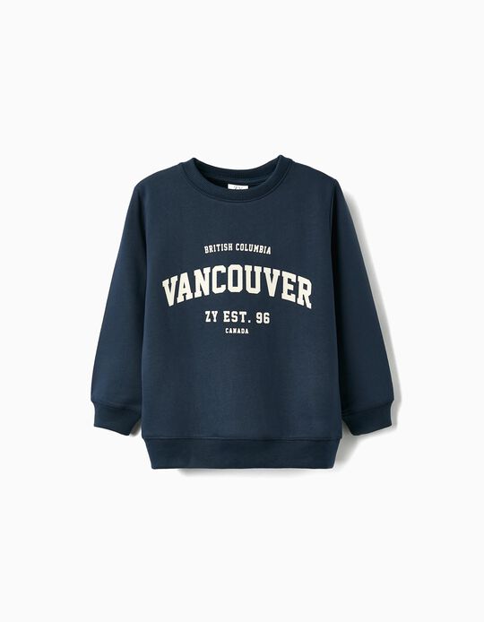 Sweat Cardada para Menino 'Vancouver', Azul Escuro