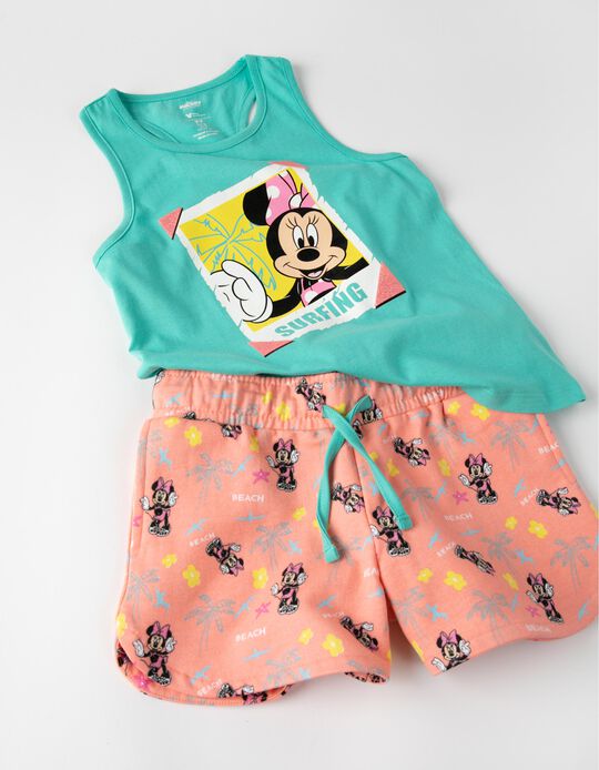 Set Top + Shorts for Girls 'Minnie', Coral/Aqua Green