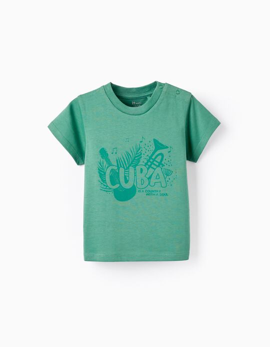 T-shirt de Algodão para Bebé Menino 'Cuba', Verde