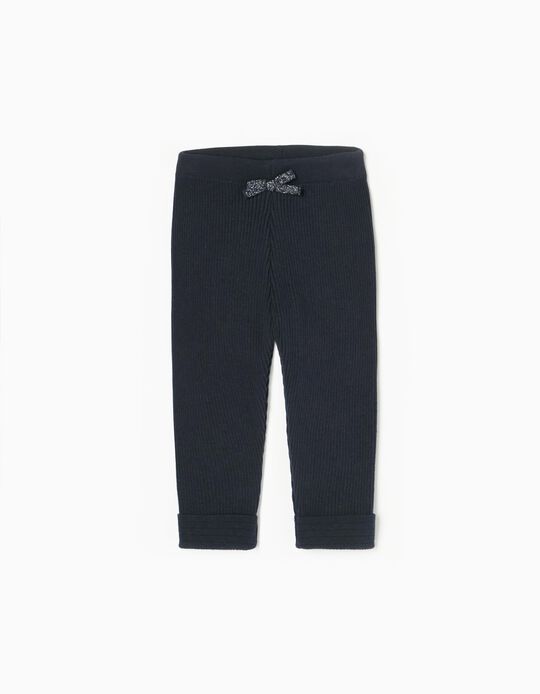 Ribbed Trousers for Baby Girls, Dark Blue