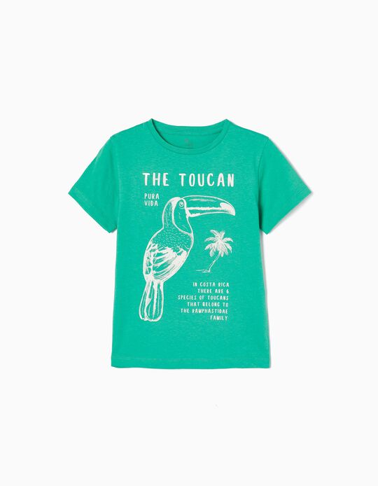 T-shirt em Algodão para Menino 'Tucano', Verde