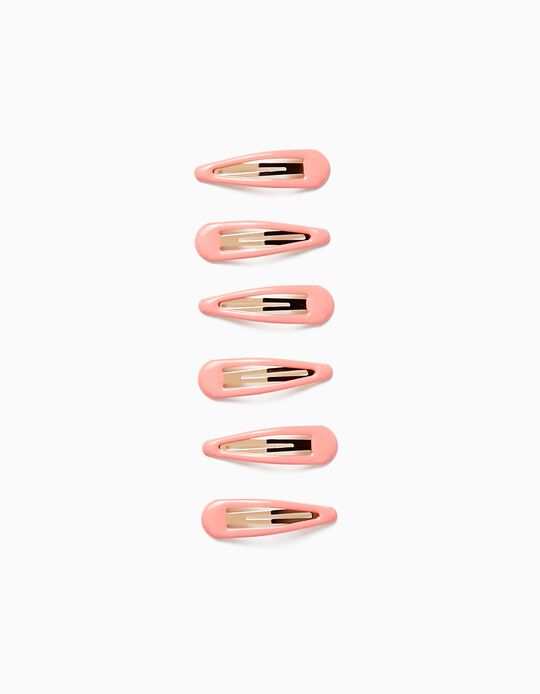 Pack of 6 Metal Hair Clips for Baby and Girl, Pink