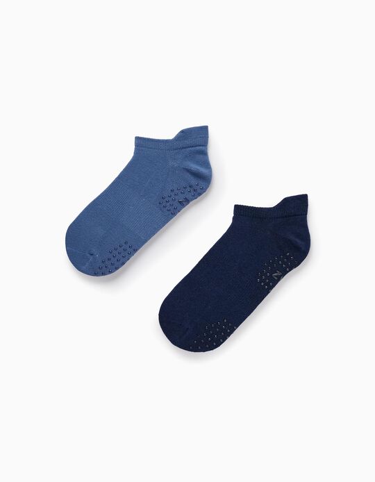 Pack of 2 Pairs of Non-Slip Socks for Boys, Blue