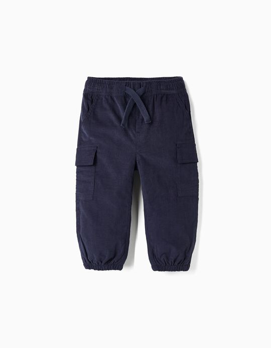 Corduroy Trousers for Baby Boys, Dark Blue