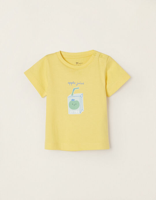 T-shirt de Algodão para Recém-Nascido 'Maçã', Amarelo