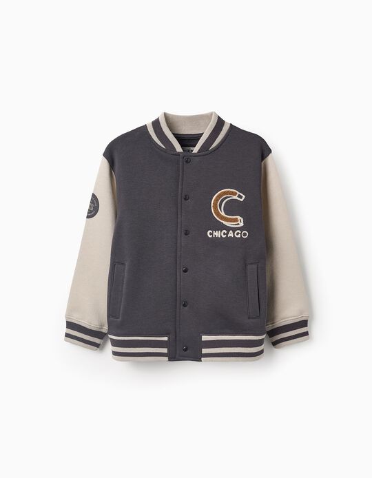 Comprar Online Casaco Bomber Cardado para Menino 'Chicago', Cinza/Bege