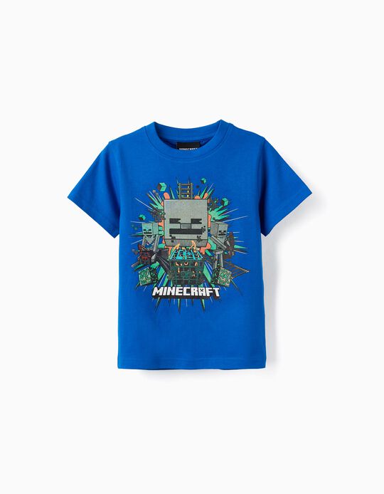Camiseta de Algodón para Niño 'Minecraft', Azul Oscuro