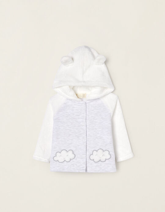 Thermal Effect Jacket for Newborn Babies 'Clouds', White/Grey