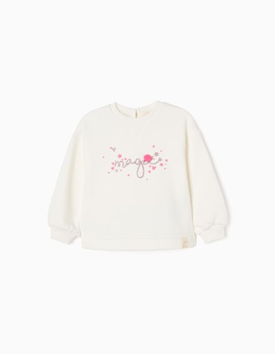 Sweatshirt with Thermal Effect for Baby Girls 'Magic', White