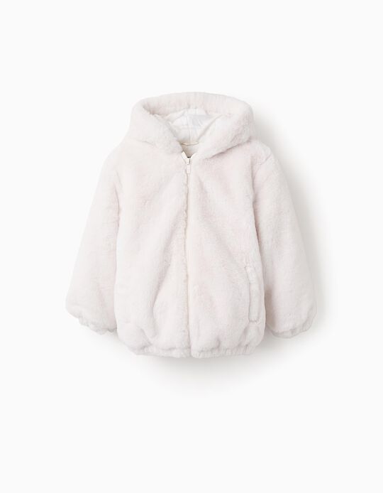 Comprar Online Casaco de Pelo com Capuz para Menina, Branco