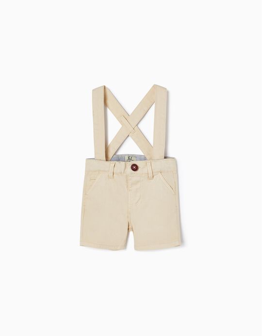 Dobby Shorts with Removable Straps for Baby Boys 'B&S', Beige