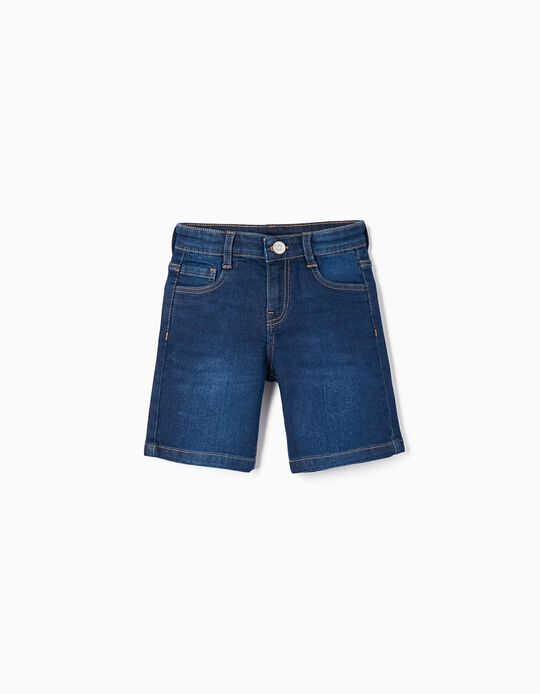 Denim Midi Shorts for Boys, Dark Blue