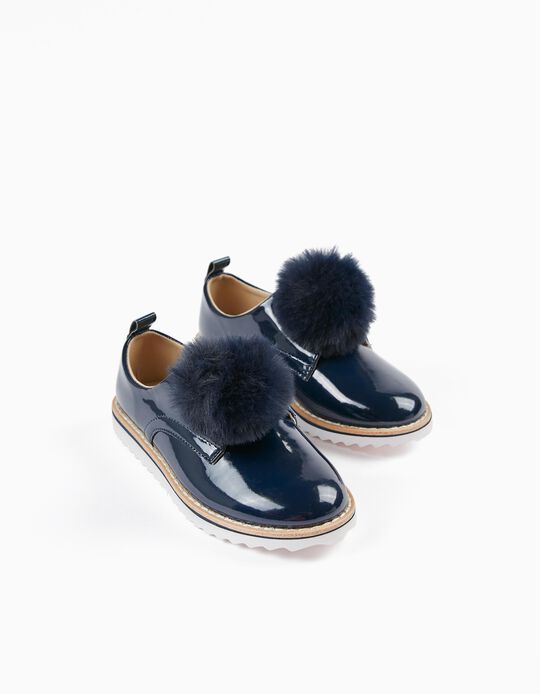 Comprar Online Sapatos de Verniz com Pompom para Menina, Azul Escuro