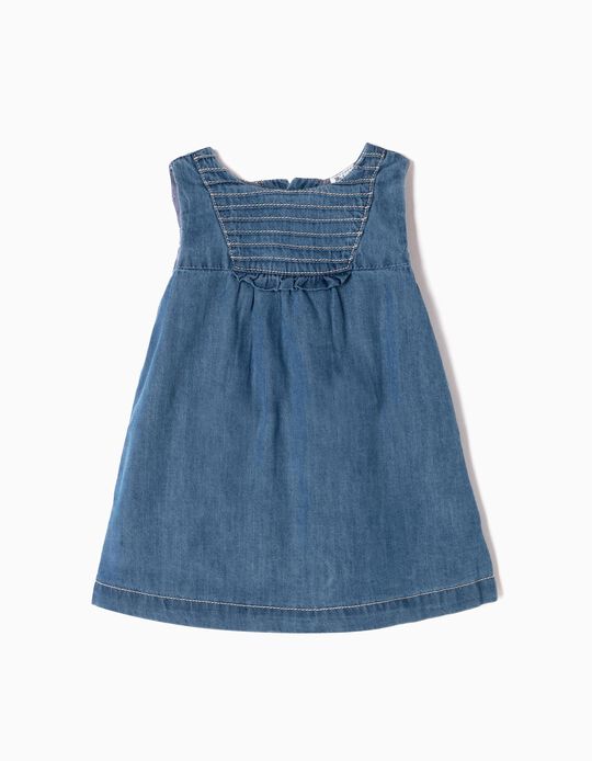 Denim Dress with Nappy Cover for Newborn Girls, Blue
