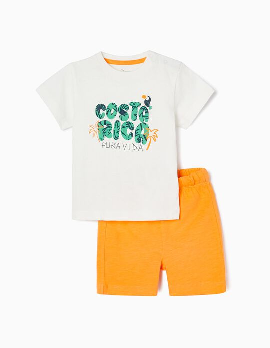 Comprar Online T-shirt + Calções para Bebé Menino 'Costa Rica', Branco/Laranja