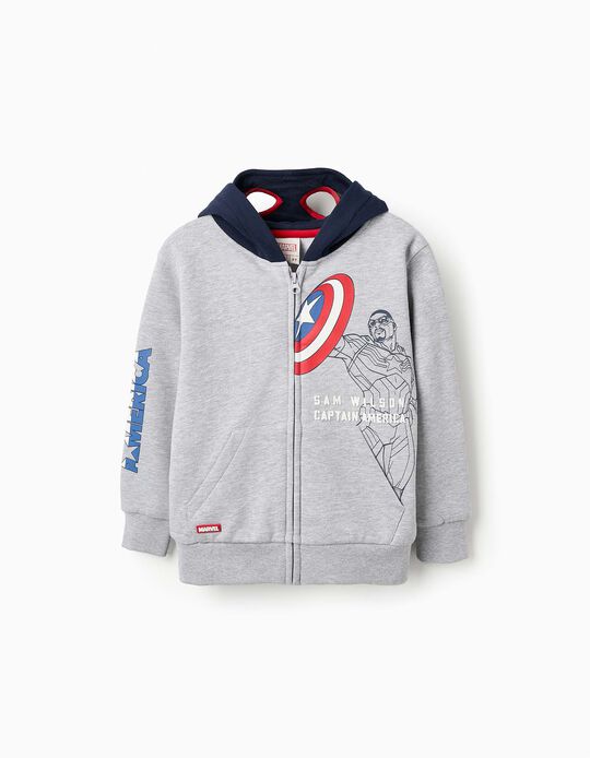 Buy Online Fleece Hooded Jacket with Mask for Boys 'Captain America', Grey