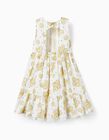 Comprar Online Vestido com Padrão Floral para Menina, Branco/Amarelo