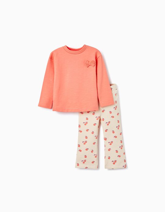 Buy Online Sweatshirt + Joggers for Baby Girls 'Peaches', Orange/Light Beige
