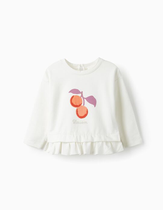 Comprar Online Camisola com Folhos e Missangas para Bebé Menina 'Blossom', Branco