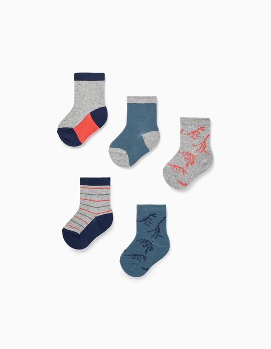Pack of 5 Short Socks for Baby Boy 'Dinosaurs', Multicolor